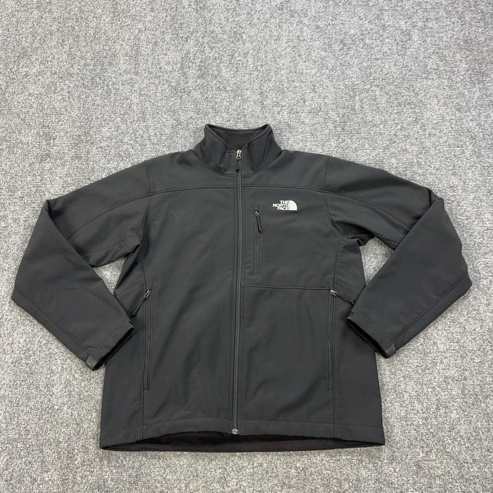 The North Face Jacket Mens Medium Black Softshell Full Zip Fleece Lined AMVY